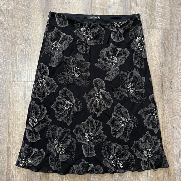 Karen Kane Black and White Floral Midi Skirt - Picture 1 of 3